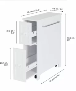 TeamsonUS Teamson Home Narrow Cabinet With Storage Drawers And Towel Bar 6.5