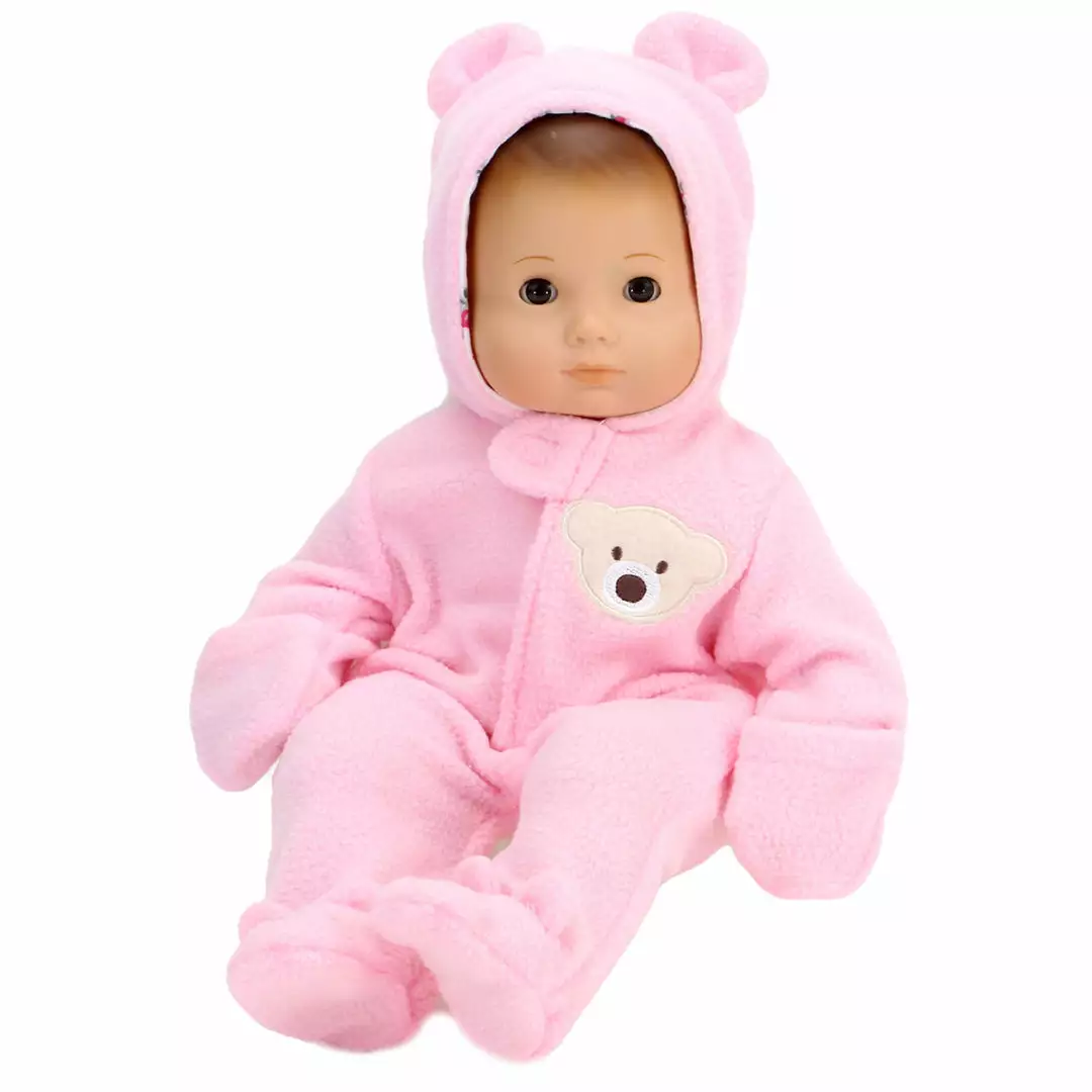 TeamsonUS Kids Sophia's Fleece Bear Hooded Snowsuit Outfit For 15'' Dolls, Light Pink 4 TeamsonUS Kids Sophia's Fleece Bear Hooded Snowsuit Outfit For 15'' Dolls, Light Pink