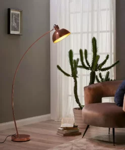 TeamsonUS Teamson Home Arco Floor Lamp With Bell Shade, Rose Gold