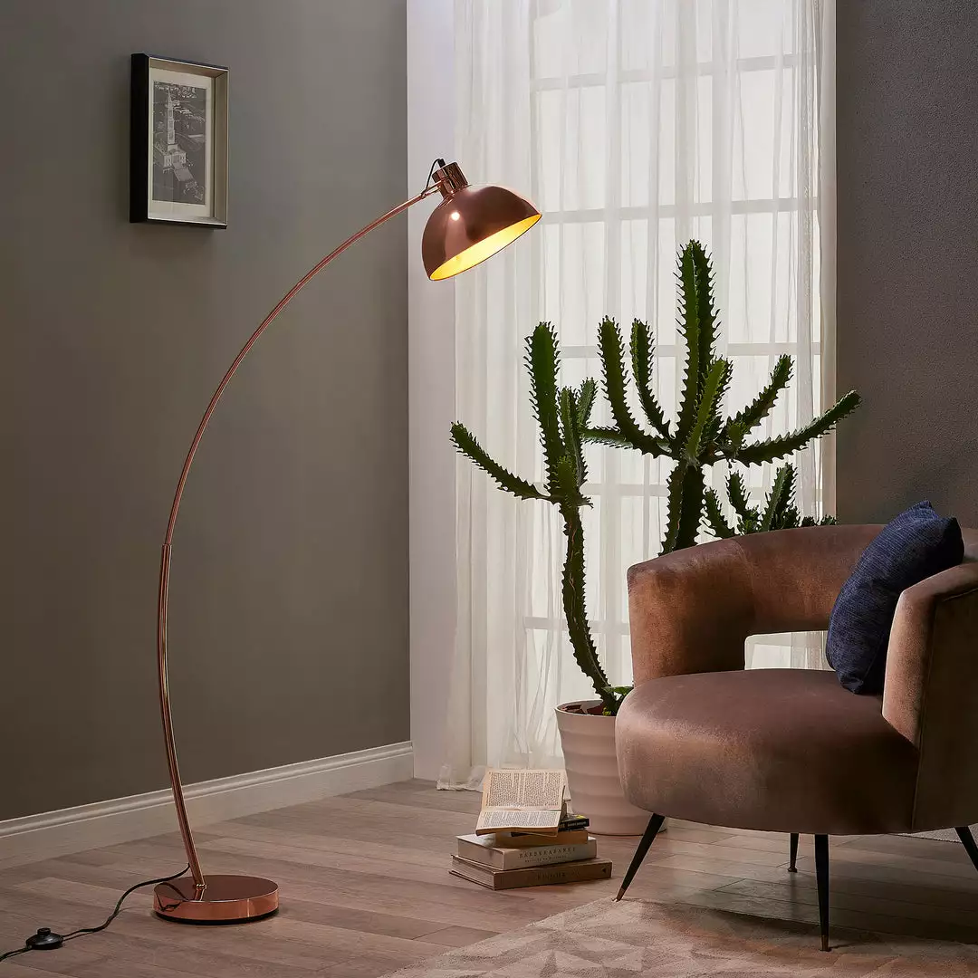 TeamsonUS Teamson Home Arco Floor Lamp With Bell Shade, Rose Gold 4 TeamsonUS Teamson Home Arco Floor Lamp With Bell Shade, Rose Gold