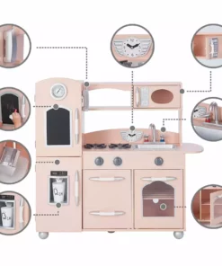 TeamsonUS Teamson Kids Little Chef Westchester Retro Play Kitchen, Pink