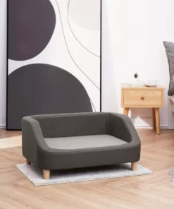 TeamsonUS Teamson Pets Bennett Linen Sofa Dog Bed For Small And Medium Dogs, Gray