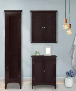 TeamsonUS Teamson Home Glancy Wooden Tall Tower Cabinet With Storage, Dark Brown