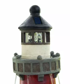 TeamsonUS Teamson Home Outdoor Solar Light House Fountain With Rotating LED Light, Red/White