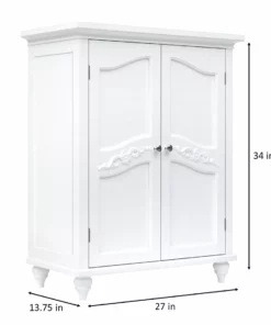 TeamsonUS Teamson Home Versailles Wooden Floor Cabinet With 2 Shelves, White