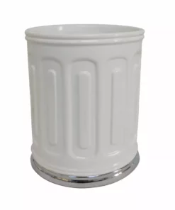 TeamsonUS Home Glenda White Ivory Waste Basket