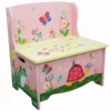 TeamsonUS Fantasy Fields Magic Garden Kids Wooden Storage Bench, Pink