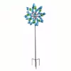 TeamsonUS Teamson Home - Outdoor Blue Floral Kinetic Dual Spinner Windmill