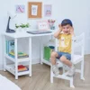 TeamsonUS New Fantasy Fields Wooden Play Desk With Shelves And Chair, White