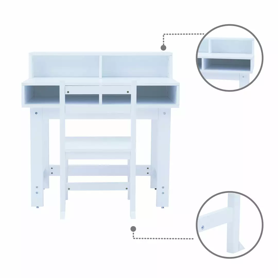 TeamsonUS New Fantasy Fields Wooden Play Writing Desk With Storage And Chair Set, White 8 TeamsonUS New Fantasy Fields Wooden Play Writing Desk With Storage And Chair Set, White
