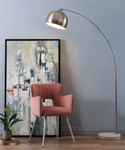 TeamsonUS Teamson Home Arquer Arc 68" Metal Floor Lamp With Bell Shade, Polished Nickel