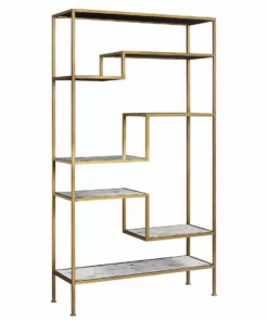 TeamsonUS Teamson Home Marmo Modern Marble-Look 5-Tier Display Shelf, Marble/Brass