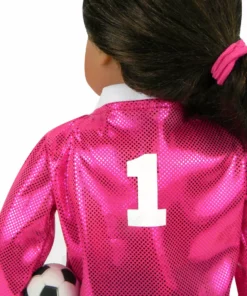 TeamsonUS Kids Sophia's 6 Piece Soccer Uniform Outfit Set For 18'' Dolls, Fuchsia