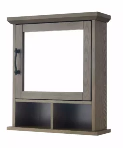 TeamsonUS Teamson Home Russell Farmhouse Wooden Removable Medicine Cabinet, Salt Oak