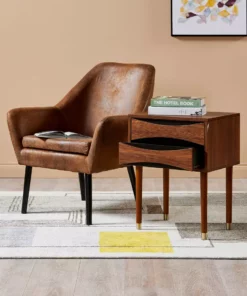 TeamsonUS Teamson Home Dawson Modern Wooden Side Table With Storage, Walnut