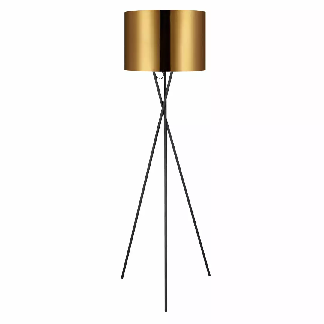 TeamsonUS Teamson Home Cara 62" Modern Metal Tripod Floor Lamp With Drum Shade, Black/Gold 3 TeamsonUS Teamson Home Cara 62" Modern Metal Tripod Floor Lamp With Drum Shade, Black/Gold