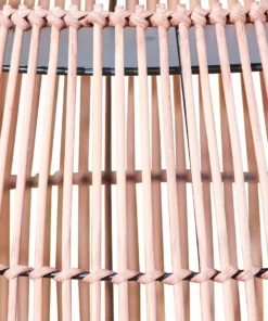 TeamsonUS Teamson Home Large Round Outdoor Patio Bamboo Side Table With Iron Top, Brown