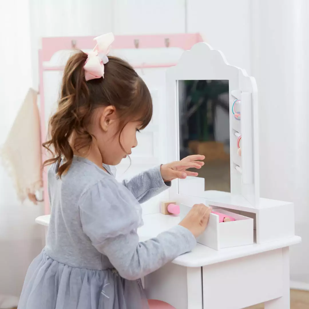 TeamsonUS Fantasy Fields Little Princess Anna Vanity Set With Mirror, Drawers, Jewelry Storage, And Stool, White New 8 TeamsonUS Fantasy Fields Little Princess Anna Vanity Set With Mirror, Drawers, Jewelry Storage, And Stool, White New