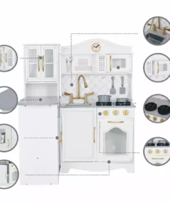 TeamsonUS Teamson Kids Little Chef Upper East Retro Play Kitchen With Effects, White