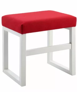 TeamsonUS Teamson Home Bellezza Kids Vanity Stool, White/Coral Red