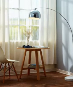 TeamsonUS Teamson Home Arquer Arc 66" Metal Floor Lamp With Bell Shade, Chrome