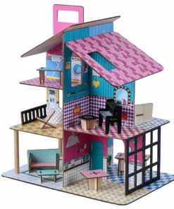 TeamsonUS Teamson Kids 360 Pop Dollhouse With 12 Accessories For 3.5" Dolls, Multicolor