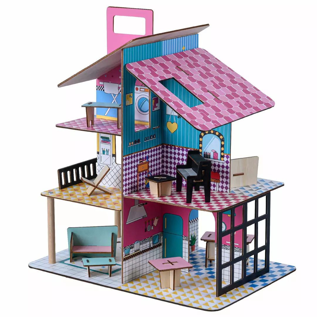 TeamsonUS Teamson Kids 360 Pop Dollhouse With 12 Accessories For 3.5" Dolls, Multicolor 3 TeamsonUS Teamson Kids 360 Pop Dollhouse With 12 Accessories For 3.5" Dolls, Multicolor