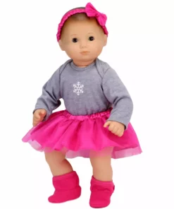 TeamsonUS Sophia's 4 Piece Snowflake Outfit For 15" Baby Dolls, Pink/ Gray Kids