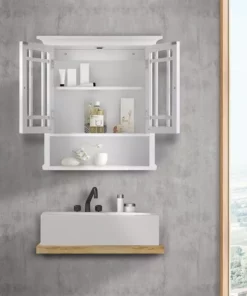 TeamsonUS Teamson Home Neal Removable Wooden Wall Cabinet With 2 Glass Doors, White 14 TeamsonUS Teamson Home Neal Removable Wooden Wall Cabinet With 2 Glass Doors, White