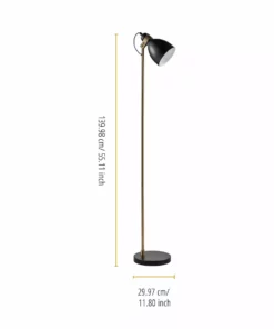 TeamsonUS Teamson Home Quincy Modern Monopod Floor Lamp With Antique Brass Finish, Black