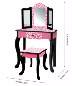 TeamsonUS Kids Fantasy Fields - Fashion Leopard Prints Gisele Play Vanity Set - Pink / Black