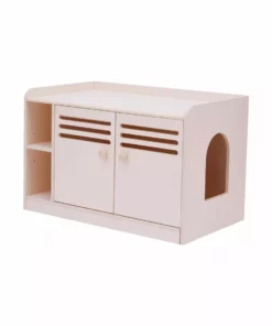 TeamsonUS Teamson Pets Robin Vented Wooden Cat Litter Box Enclosure Storage Bench, White