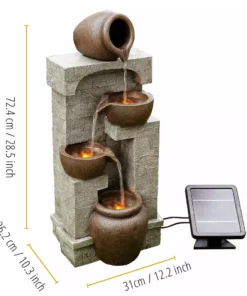 TeamsonUS Teamson Home Solar Powered 4-Tier Cascading Bowls Water Fountain With LED Lights, Brown 13 TeamsonUS Teamson Home Solar Powered 4-Tier Cascading Bowls Water Fountain With LED Lights, Brown