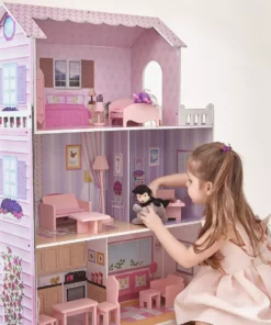 TeamsonUS Kids Olivia's Little World Dreamland Tiffany Dollhouse With 12 Accessories, Pink/Purple