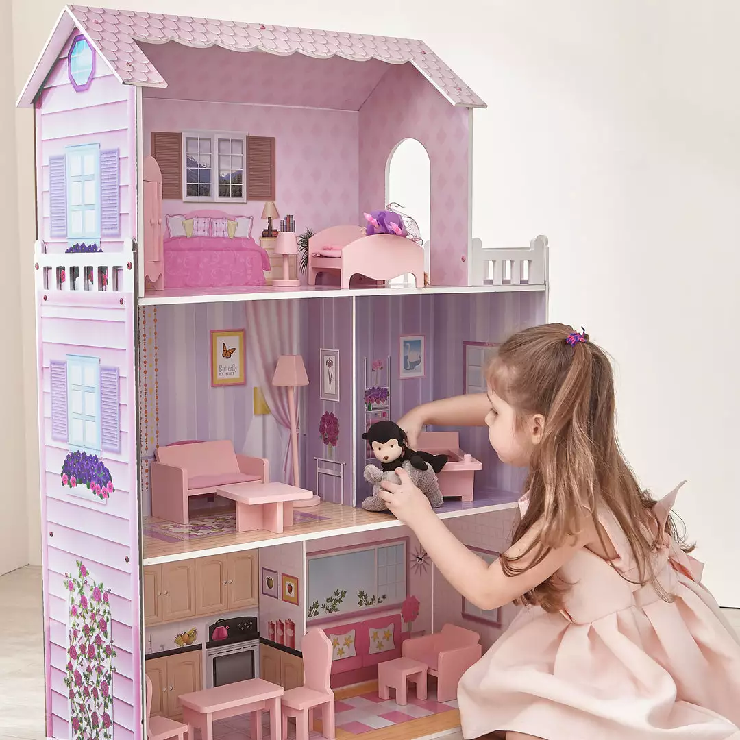 TeamsonUS Kids Olivia's Little World Dreamland Tiffany Dollhouse With 12 Accessories, Pink/Purple 4 TeamsonUS Kids Olivia's Little World Dreamland Tiffany Dollhouse With 12 Accessories, Pink/Purple