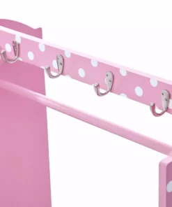TeamsonUS Fantasy Fields Polka Dots Toy Clothing Rack With Storage, Pink