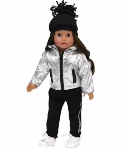 TeamsonUS Kids Sophia's 4 Pc Casual Winter Set For 18 Inch Dolls, Silver/Black 9 TeamsonUS Kids Sophia's 4 Pc Casual Winter Set For 18 Inch Dolls, Silver/Black