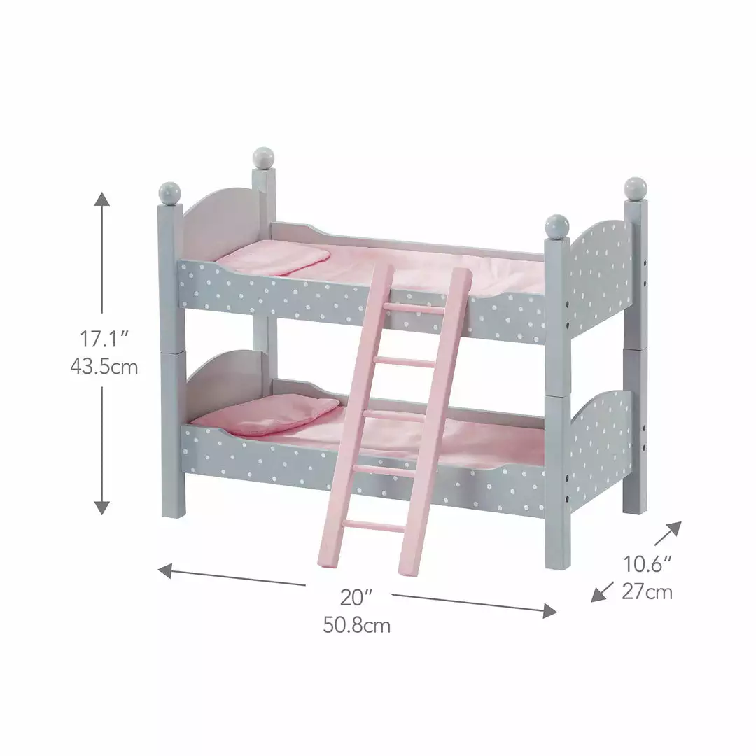 TeamsonUS Kids Olivia's Little World Polka Dots Princess Double Bunk Bed For 18" Dolls, Gray 5 TeamsonUS Kids Olivia's Little World Polka Dots Princess Double Bunk Bed For 18" Dolls, Gray