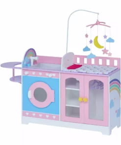 TeamsonUS Olivia's Little World Wooden 6-in-1 Baby Doll Changing Station, Pink/Purple New