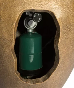 TeamsonUS Teamson Home Large Outdoor Water Fountain Pot With Fire Pit And Fire Glass, Brown New