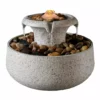 TeamsonUS Teamson Home Natural Tabletop Tiered Fountain With LED Light, Stone