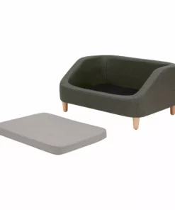 TeamsonUS Teamson Pets Bennett Linen Sofa Dog Bed For Small And Medium Dogs, Gray