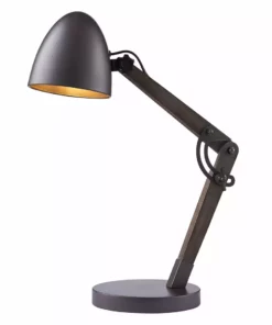TeamsonUS Teamson Home Lexi Modern Reading Table Lamp With Black Shade And Brushed Steel Finish