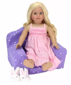 TeamsonUS Sophia's Polka Dot Pull-Out Chair Bed For 18'' Dolls, Purple Kids