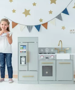 TeamsonUS Teamson Kids - Little Chef Chelsea Modern Play Kitchen - Silver Grey / Gold