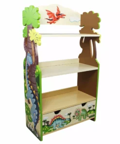 TeamsonUS Fantasy Fields Dinosaur Kingdom Bookshelf With Storage Drawer, Multicolor Kids