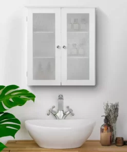 TeamsonUS Teamson Home Connor 2 Door Floor Cabinet With 3 Shelves, White