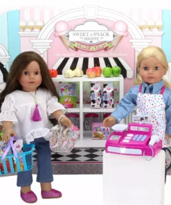 TeamsonUS Kids Sophia's 14 Piece Grocery Basket Food Set For 18'' Dolls, Multicolor