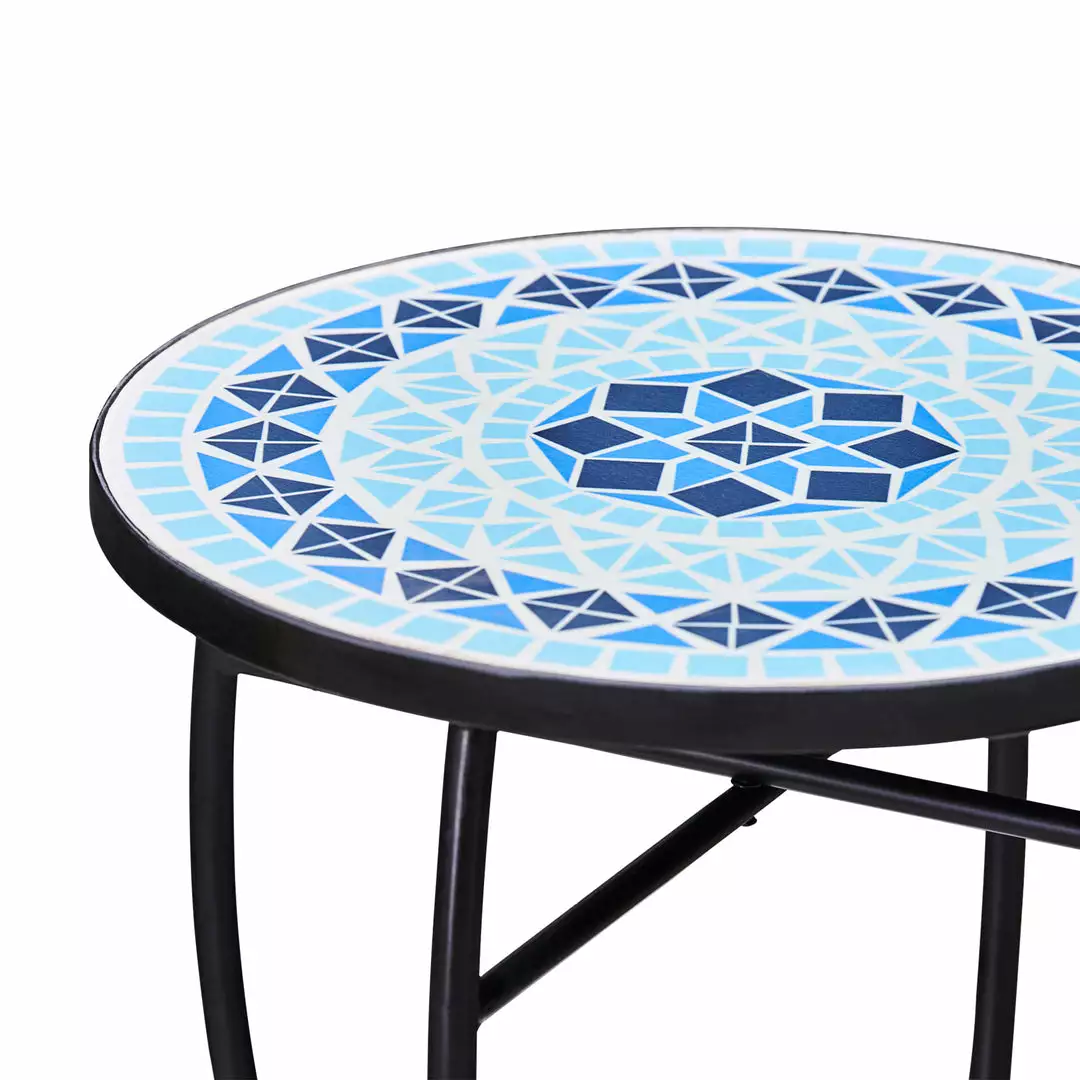 TeamsonUS Teamson Home Small 14" Round Outdoor Mosaic Side Table Planter Stand, Blue 10 TeamsonUS Teamson Home Small 14" Round Outdoor Mosaic Side Table Planter Stand, Blue