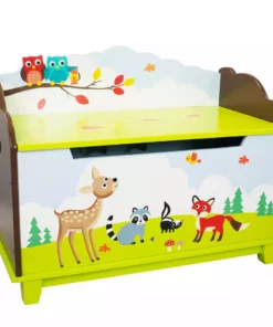 TeamsonUS Fantasy Fields Enchanted Woodland Kids Wooden Toy Storage Chest, Multicolor